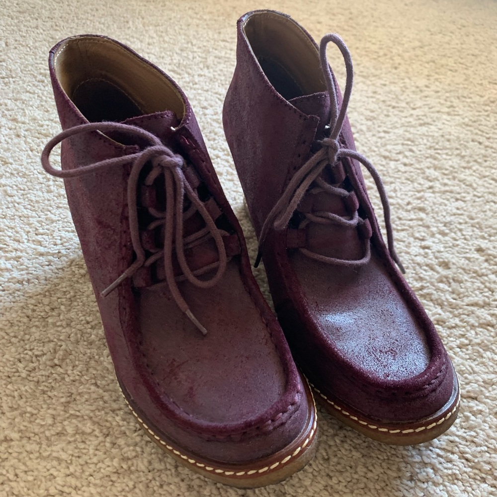 Johnston & Murphy Plum Leather Booties